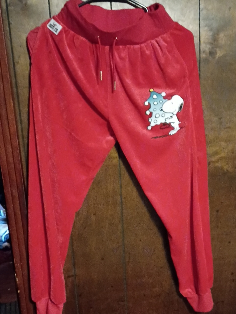 Justice Red Velour Snoopy Jogger Pants